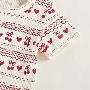 Short Sleeve Cherry Love Baby Set