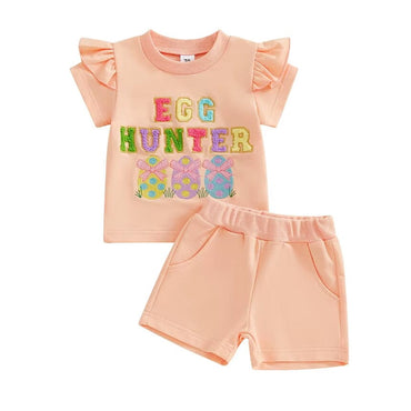 Short Sleeve Egg Hunter Toddler Set Orange 3-6 M
