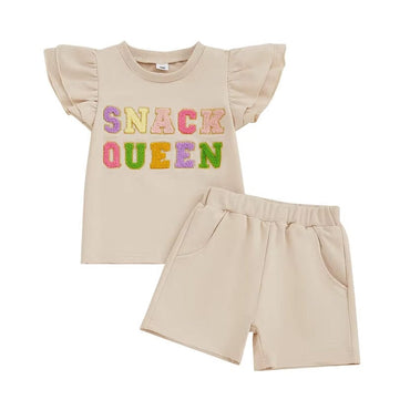 Flutter Sleeve Snack Queen Toddler Set Beige 12-18 M