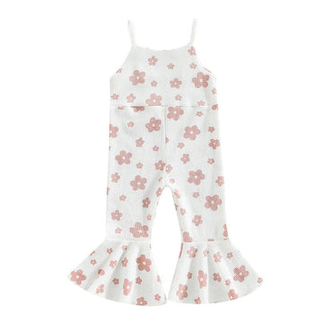 Sleeveless Floral Waffle Toddler Jumpsuit White 12-18 M