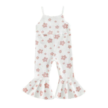 Sleeveless Floral Waffle Toddler Jumpsuit White 12-18 M