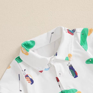 Short Sleeve Collar Golf Baby Romper