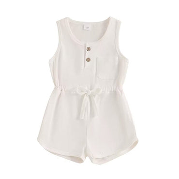 Sleeveless Solid Toddler Romper White 2T