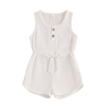 Sleeveless Solid Toddler Romper White 2T