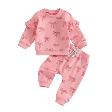 Long Sleeve Pink Bows Baby Set Pink 3-6 M