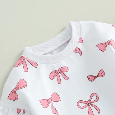 Long Sleeve Pink Bows Baby Set