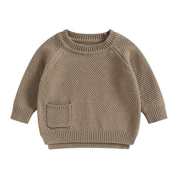 Solid Pocket Knitted Baby Sweater Peanut 3-6 M