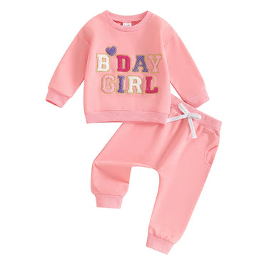 BDay Girl long Sleeve Toddler Set Pink 9-12 M