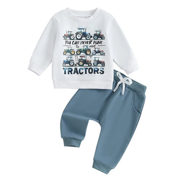 Long Sleeve You Can Never Have Too Many Tractors Toddler Set Blue 9-12 M