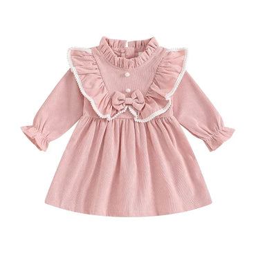 Long Sleeve Corduroy Toddler Dress Pink 12-18 M
