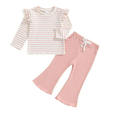 Long Sleeve Striped Toddler Set Pink 12-18 M