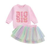Big Sis Rainbow Tulle Skirt Set 12-24 M