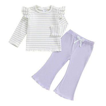 Long Sleeve Striped Toddler Set Purple 12-18 M