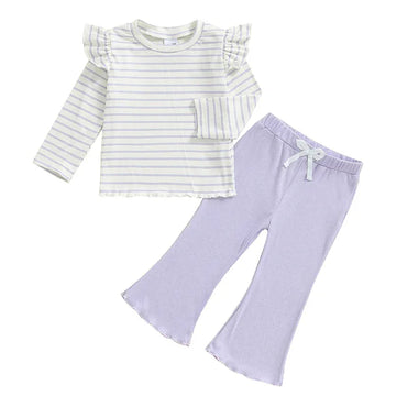 Long Sleeve Striped Toddler Set Purple 12-18 M