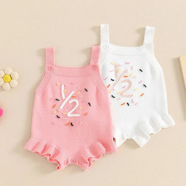 Half Birthday Embroidered Sprinkle Baby Romper