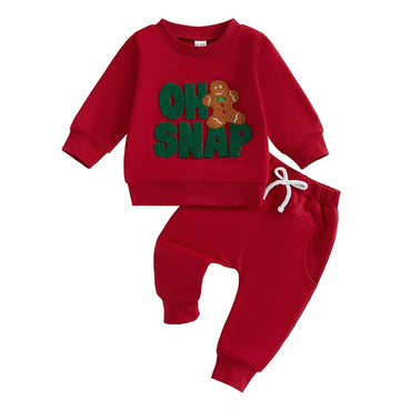Oh Snap Christmas Gingerbread Toddler Set Red 3-6 M