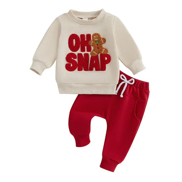 Oh Snap Christmas Gingerbread Toddler Set Beige 3-6 M