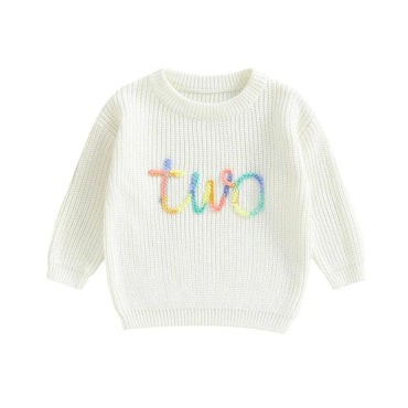 Birthday Rainbow Embroidery Toddler Sweater