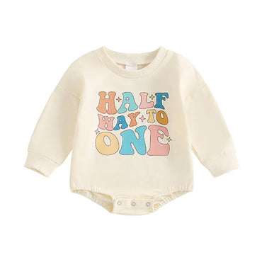 Half Way To One Retro Baby Bodysuit 3-6 M