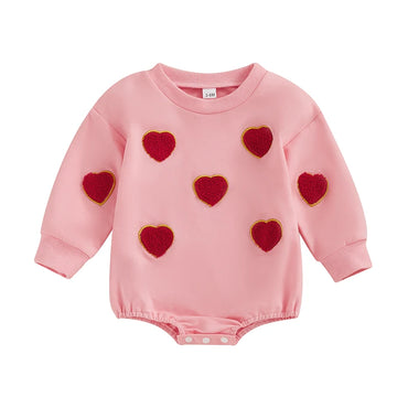 Long Sleeve Embroidery Hearts Baby Bodysuit 0-3 M
