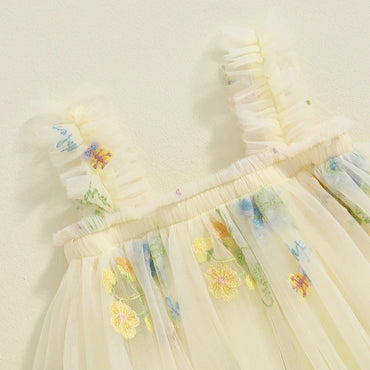 Embroidered Floral Tulle Princess Dress