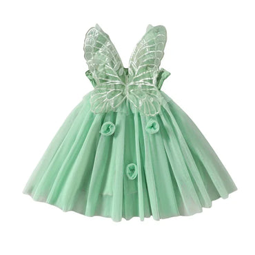 Butterfly Wings Toddler Party Dress Green 9-12 M