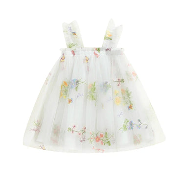 Embroidered Floral Tulle Princess Dress WHITE 3-6 M