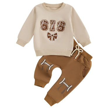 Long Sleeve Football Sis Baby Set 3-6 M