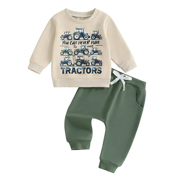 Long Sleeve You Can Never Have Too Many Tractors Toddler Set Beige 9-12 M