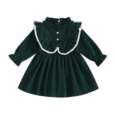 Long Sleeve Corduroy Toddler Dress Green 12-18 M