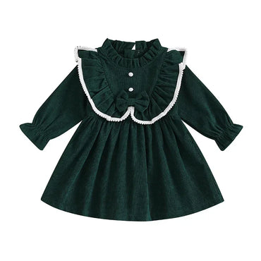 Long Sleeve Corduroy Toddler Dress Green 12-18 M