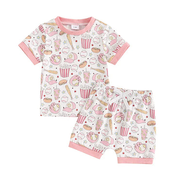 Pink Baseball Baby Girl Set WHITE 3-6 M