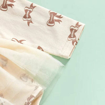 Long Sleeve Football Bows Tulle Baby Romper