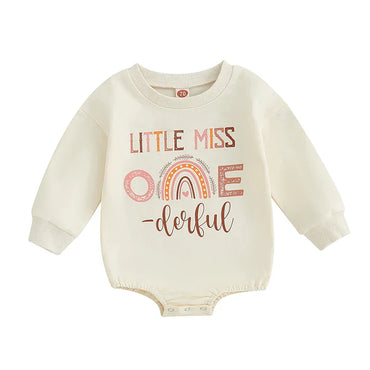 Little Miss ONE-derful Baby Bodysuit Beige 9-12 M