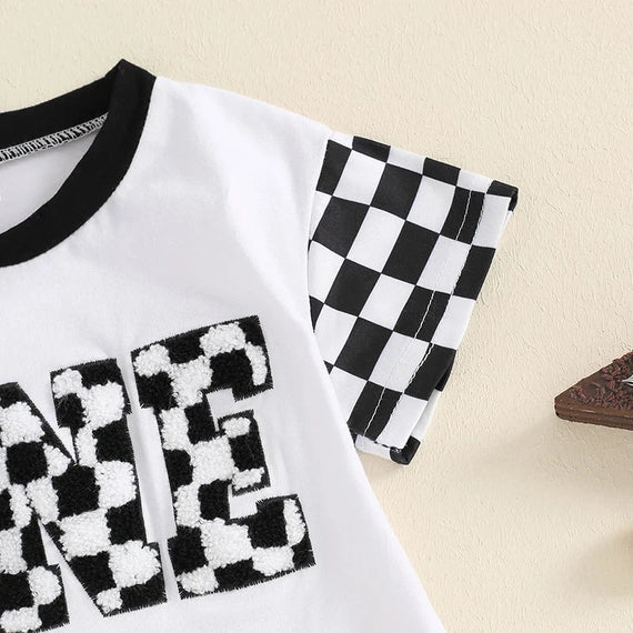 Race Flag Baby Birthday Romper