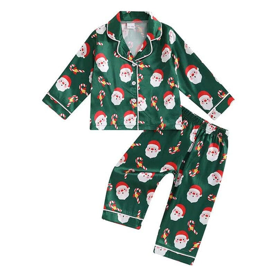 Santa Candy Cane Christmas Pajama Set