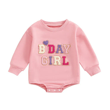 Birthday Chenille Letter Baby Bodysuit Pink 9-12 M