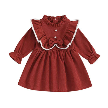 Long Sleeve Corduroy Toddler Dress Brown 12-18 M