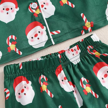 Santa Candy Cane Christmas Pajama Set
