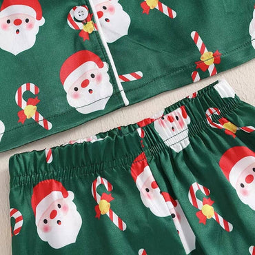 Santa Candy Cane Christmas Pajama Set