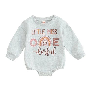 Little Miss ONE-derful Baby Bodysuit Gray 9-12 M
