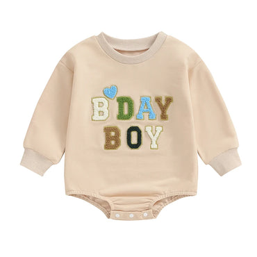 Birthday Chenille Letter Baby Bodysuit Cream 9-12 M