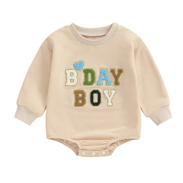 Birthday Chenille Letter Baby Bodysuit Cream 9-12 M
