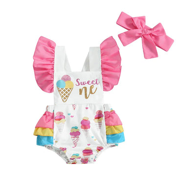 Sweet ONE Ice Cream Birthday Baby Romper 9-12 M