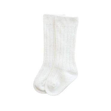 Ribbed Thigh High Baby Socks White 0-6 M