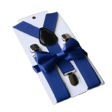 Adjustable Suspender Bow Tie Toddler Set Blue