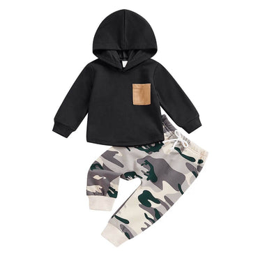 Black Camo Hooded Baby Set