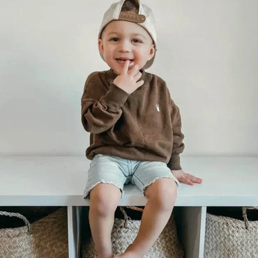 Slate Gray Bermuda Denim Toddler Shorts