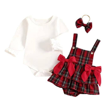 Plaid Bows Baby Set 0-3 M