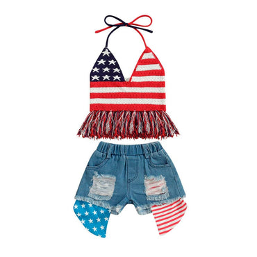 American Knitted Denim Toddler Set